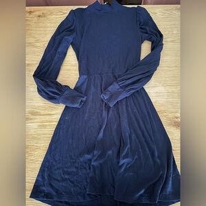 Reformation Navy Long-Sleeve Dress